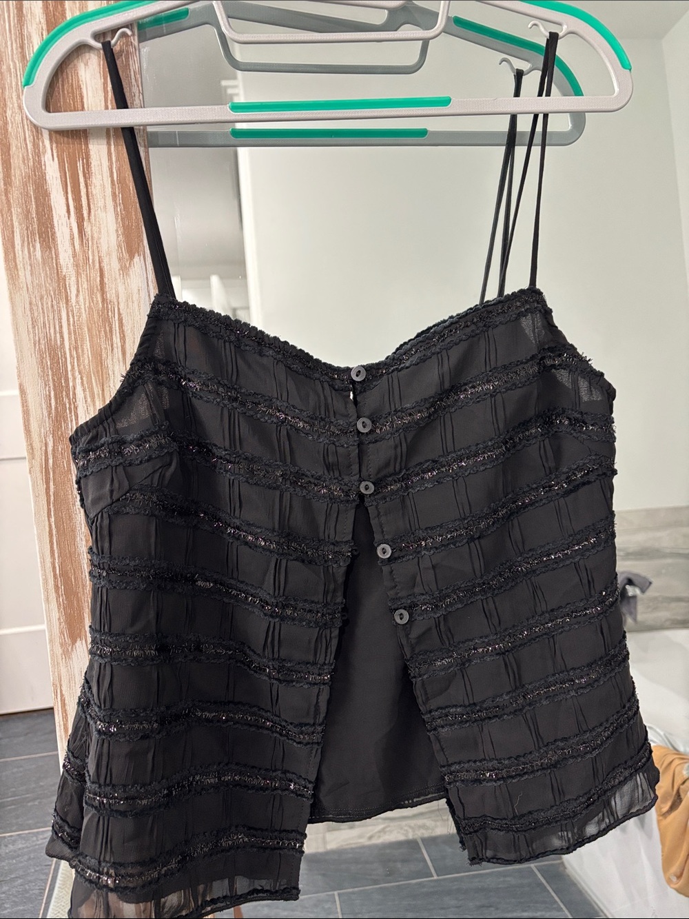 Black flowy sequined Whimsigoth Cami